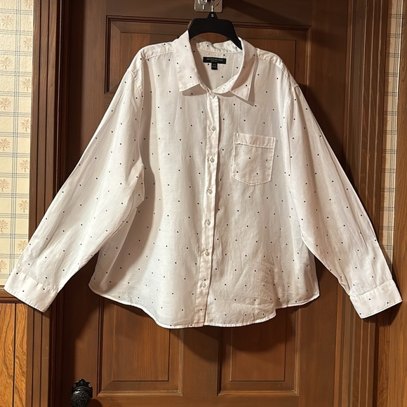 Banana Republic Quinn Boy Fit Button Down Shirt White With Stars Long Sleeve XXL - Picture 11 of 11